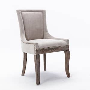 Pemberly Row King Louis Faux Leather Dining Side Chair in Taupe
