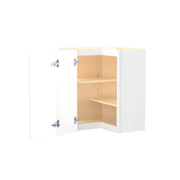 Franklin 24 in. W x 24 in. D x 30 in. H Assembled Plywood Wall Kitchen Corner Cabinet in Vesper White with Shelves