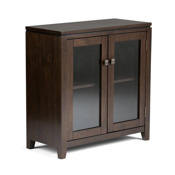 Simpli Home Cosmopolitan Solid Wood 30 in. Wide Contemporary Low Storage Cabinet in Coffee Brown