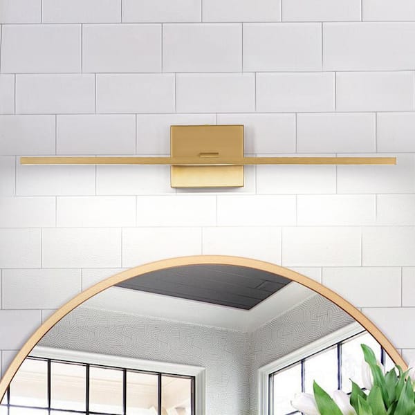 LLHZSY 23.62 in. 1-Light Brass Dimmable Integrated LED Vanity Light 6000K