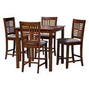 Deanna 5-Piece Wood Grey and Walnut Brown Bar Table Set
