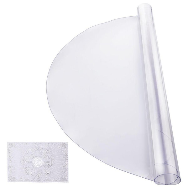 Plastic Table Cover 42 x 42 in. 2.0 mm Thick Clear Table Protector Solid Round PVC Desk Mat Waterproof & Easy Cleaning