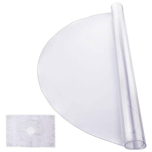 Plastic Table Cover, 48 x 48 In. 2.0 mm Thick Clear Table Protector, Round PVC Desk Mat, Waterproof Solid