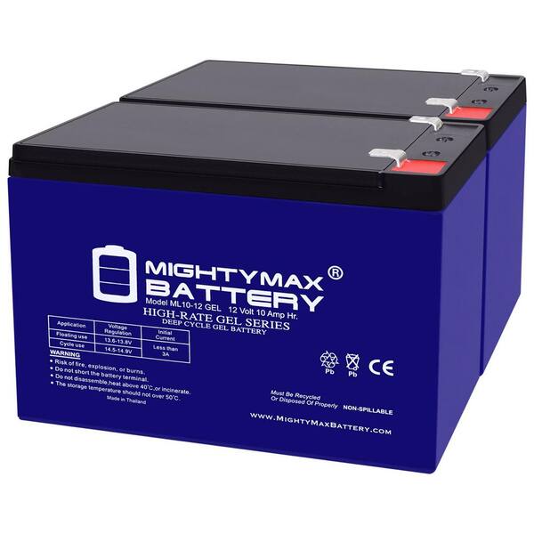 MIGHTY MAX BATTERY 12V 10AH GEL F2 Replacement Battery Compatible with Currie eZip 400, E-400, E400 Scooter - 2 Pack