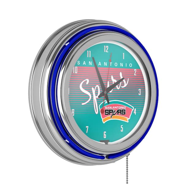 Unbranded San Antonio Spurs Blue Hardwood Classics Lighted Analog Neon Clock