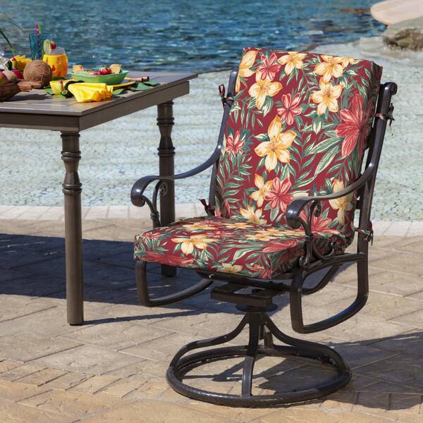 Arden Selections 18 In X 16 5 Mid Back Outdoor Dining Chair Cushion Ruby Clarissa Tropical 2 Pack Tg05172b D9z2 The Home Depot Mid Back Outdoor Dining Chair Cushion, Outdoor Dining Table Chair Cushions