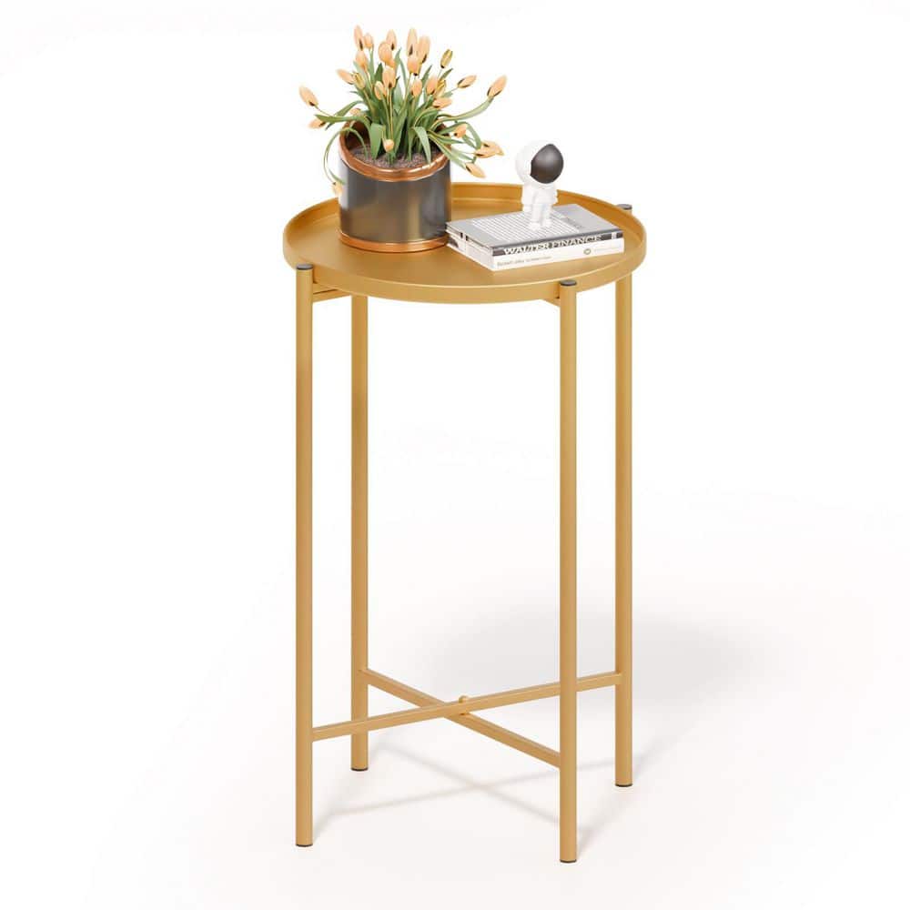 Patio Gold Color Round Metal Side Table