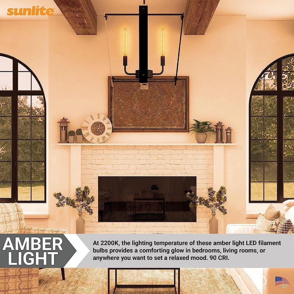 Amber 8.74'' Clear LED Tubular Dimmable Light Bulbs (Set of 10)