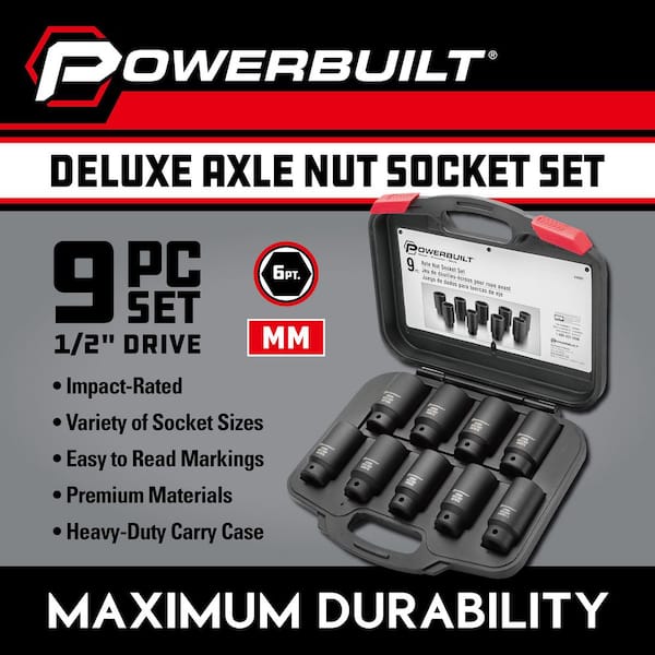 Powerbuilt Deluxe Axle Nut Socket Kit 648991 - The Home Depot