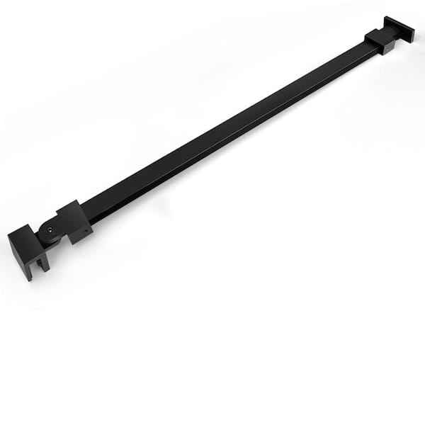 18 in. Stainless steel shower glass door support bar frameless panels matte black fits 1/4-3/8 in glass