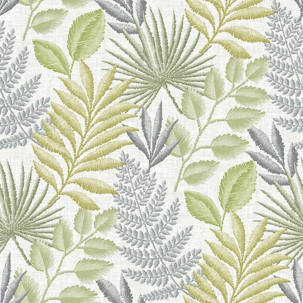 Brewster Wallcovering 56.4 sq. ft. Patti Light Green Leaves Strippable  Wallpaper | Green leaf wallpaper, Green wallpaper, Plant wallpaper