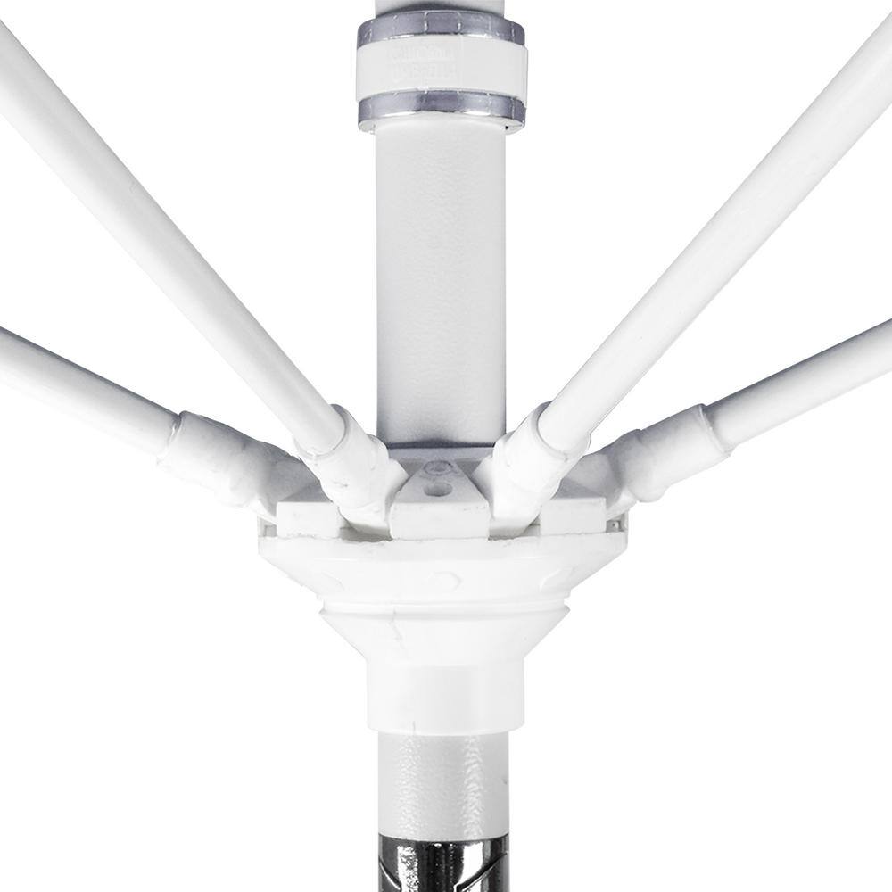 9 ft Black and White Fiberglass Patio Umbrella with Olefin Fabric