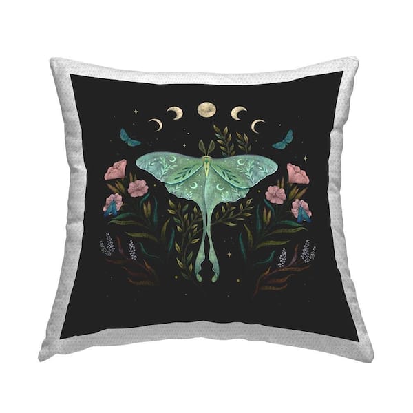 Stupell Industries Moon Phases Moth Outdoor Printed Throw Pillow by Episodic Drawings