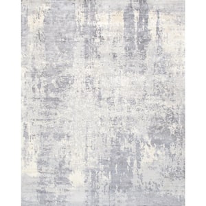 Mirage Gray 8 ft. x 10 ft. Abstract Bamboo Silk Area Rug