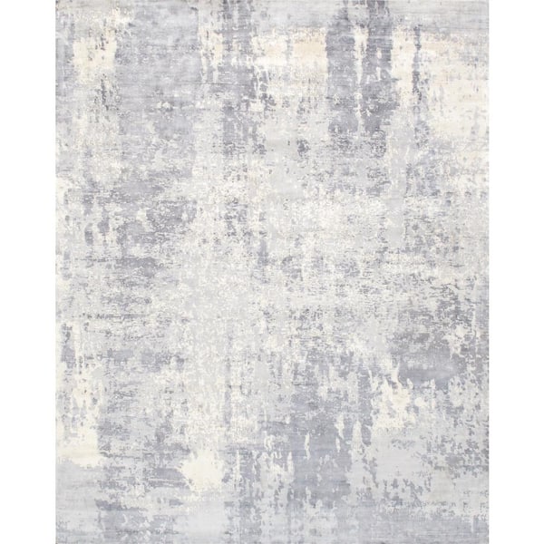 Pasargad Home Mirage Grey 5 ft. x 8 ft. Abstract Bamboo Silk Area Rug
