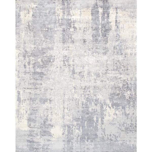 Pasargad Home Mirage Grey 6 ft. x 9 ft. Abstract Bamboo Silk Area Rug
