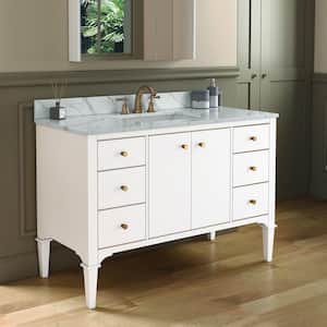 Roma 49 in. W x 22 in. D Bath Vanity in White with Engineered Stone Vanity Top in Fish Belly with White Basin