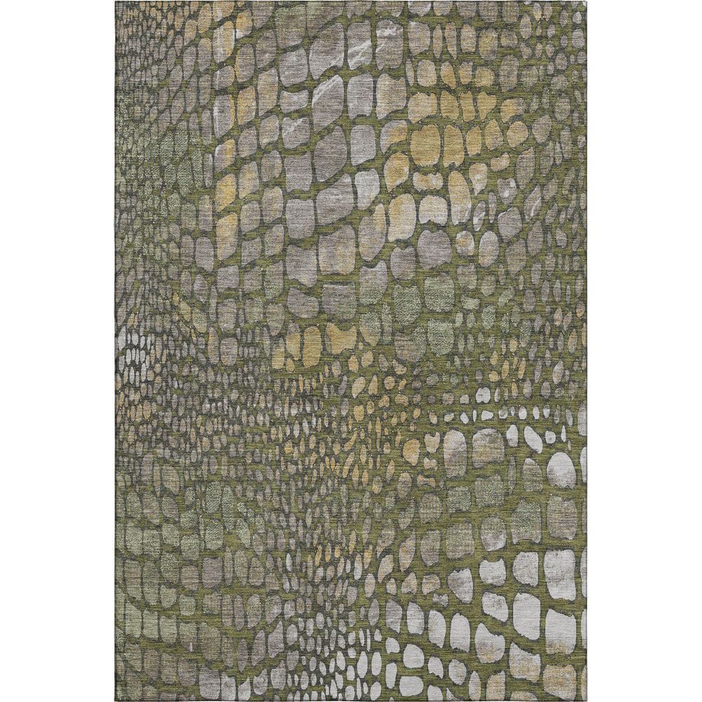 Mayfield Premium Machine Washable Abstract AMF988 Olive 3 ft. x 5 ft. Area Rug price history on PriceWatchPro