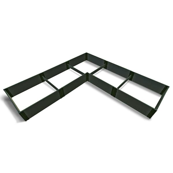 Frame It All 12 ft. x 12 ft. x 16.5 in., 1 in. Profile Weathered Wood Composite L Shaped Tool-Free Raised Garden Bed