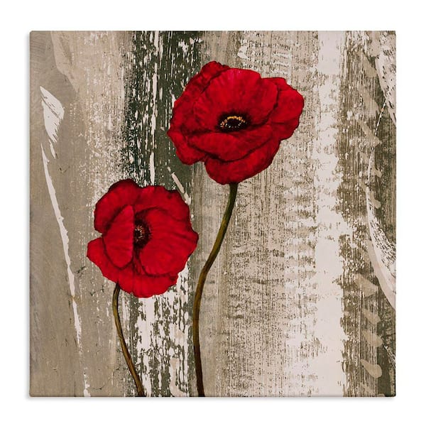 Rustic Red Anemones by Brian Foster Unframed Nature Graphic Art Print 36 in. x 36 in.