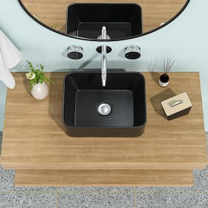16 in . Ceramic Rectangular Vessel Bathroom Sink in Matte Black