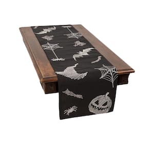 0.1 in. H x 15 in. W x 70 in. D Happy Halloween Double Layer Table Runner in Black