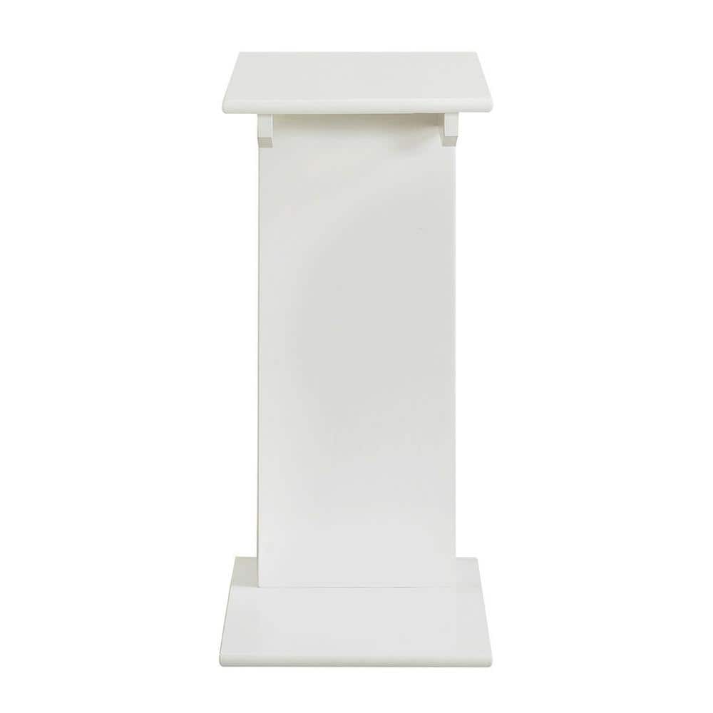 C-Shaped White Wood Magazine Holder End Table 15"x24"