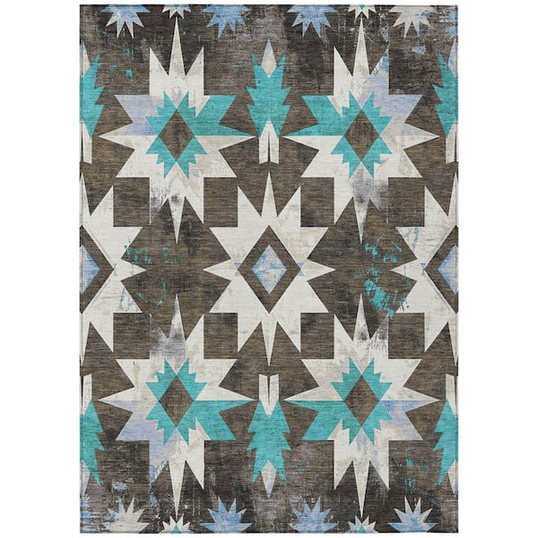Chantille Machine Washable Indoor/Outdoor Abstract ACN1893 Brown 10 ft. x 14 ft. Accent Rug