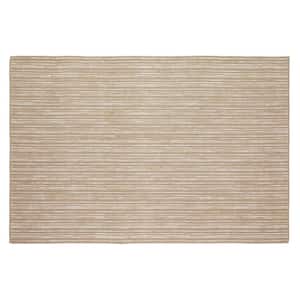 Beige 5 ft. x 8 ft. Rectangle Striped Polyester Area Rug