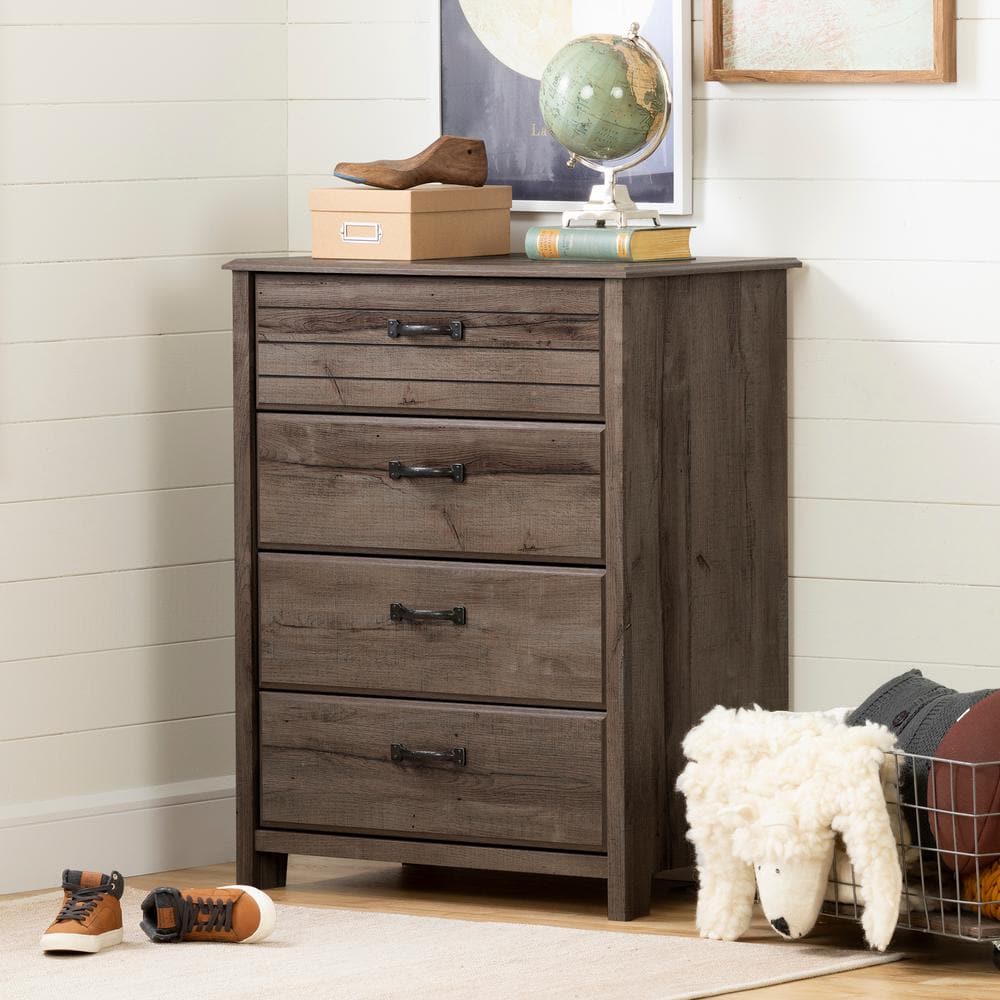 Fall Oak Horizontal Dresser with Extra Deep Drawers and Antique Silver Hardware