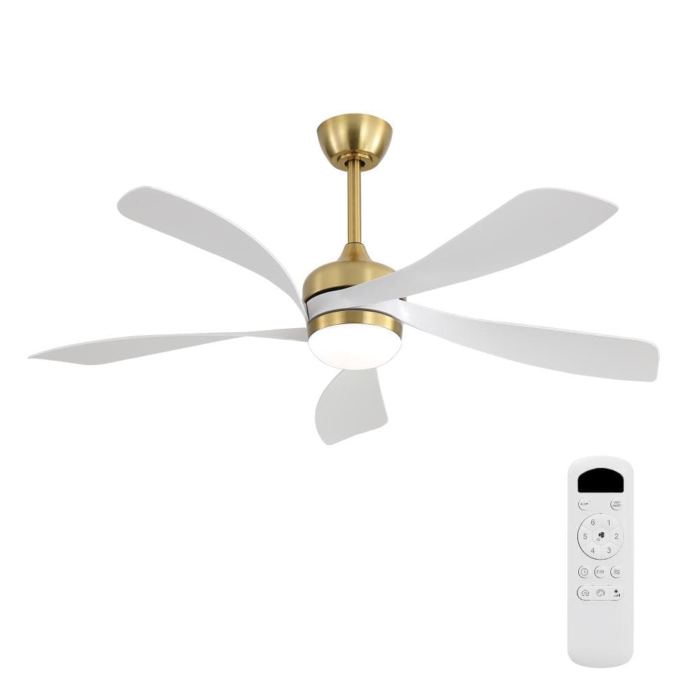 52 in. Integrated LED Indoor Downrod Gold White Ceiling Fan with Light Kit and Remote Control price history on PriceWatchPro