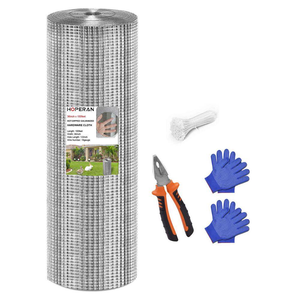 19 Gauge 1/2 in. 36 in. W x 100 ft. H Silver Metal Garden Galvanized Chicken Wire Fencing with Gloves and Cable Ties price history on PriceWatchPro