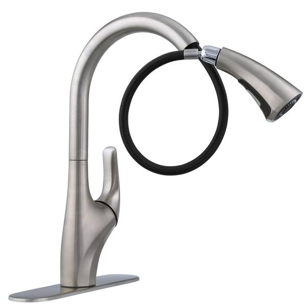 Trielle Single-Handle Pull-Down Sprayer Kitchen Faucet in Vibrant Stainless Trielle Single-Handle Pull-Down Sprayer Kitchen Faucet in Vibrant Stainless