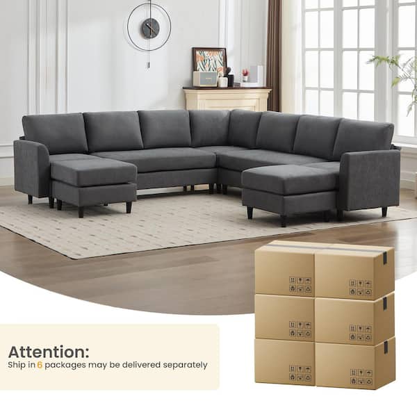 Jearey 107.3 in. Width Convertible Large U-Shaped Corner