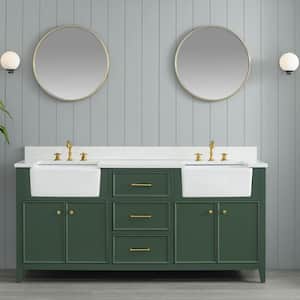 Casey 72 in. W x 22 in. D Bath Vanity in Evergreen with Engineered Stone Vanity Top in Ariston White with White Sink
