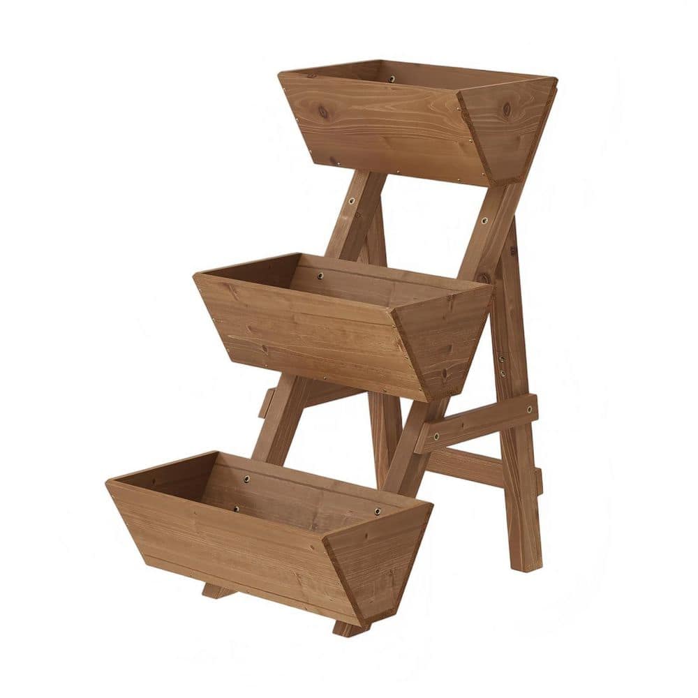 3-Tiers Wooden Raised Garden Bed Planter Box, Vertical Garden Planter for Vegetables Flower Herbs for Patio Balcony price history on PriceWatchPro