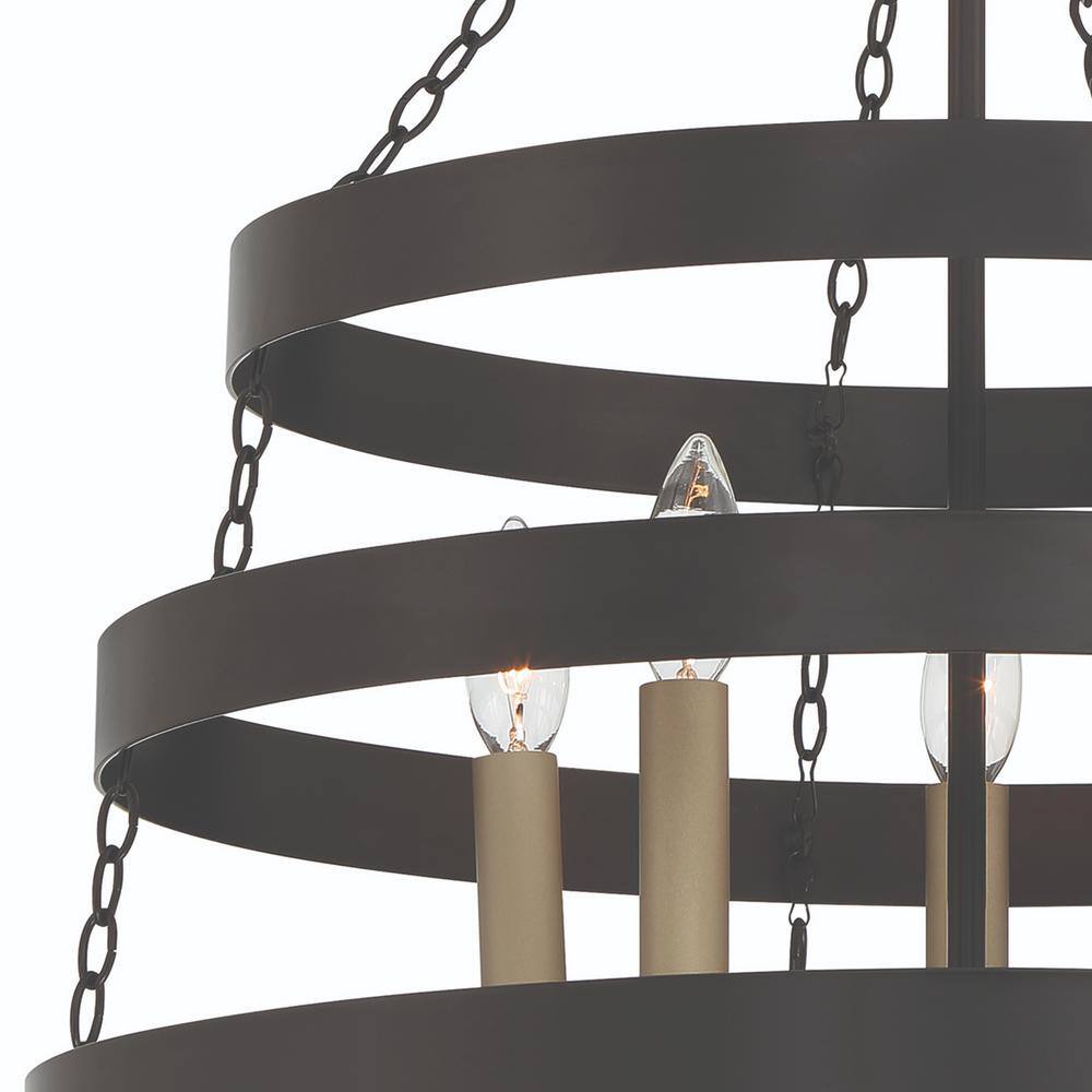 Classic Black 5-Light Candle Style Wagon Wheel Chandelier