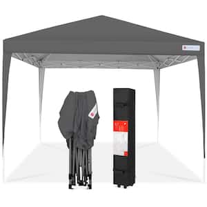 10 ft. x 10 ft. Dark Gray Portable Adjustable Instant Pop Up Canopy with Carrying Bag