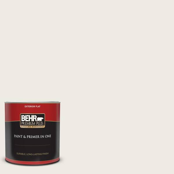 BEHR PREMIUM PLUS 1 qt. #PPU7-12 Silky White Flat Exterior Paint and ...