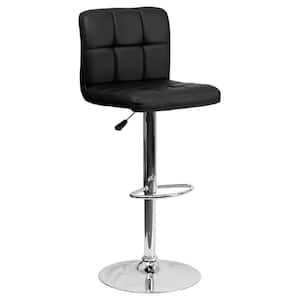 34 in. Adjustable Height Black Cushioned Bar Stool
