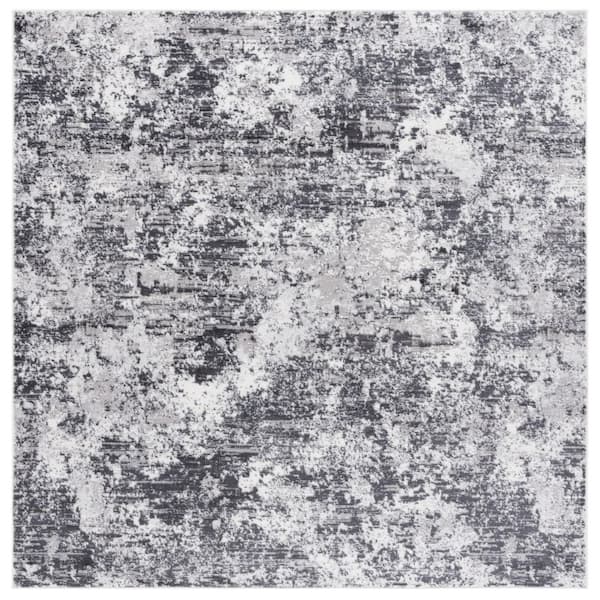 Amelia 7 ft. x 7 ft. Charcoal/Ivory Distressed Abstract square Area Rug