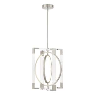 Double Take 200-Watt Equivalence Integrated LED Brushed Nickel Pendant with Clear Acrylic Panels