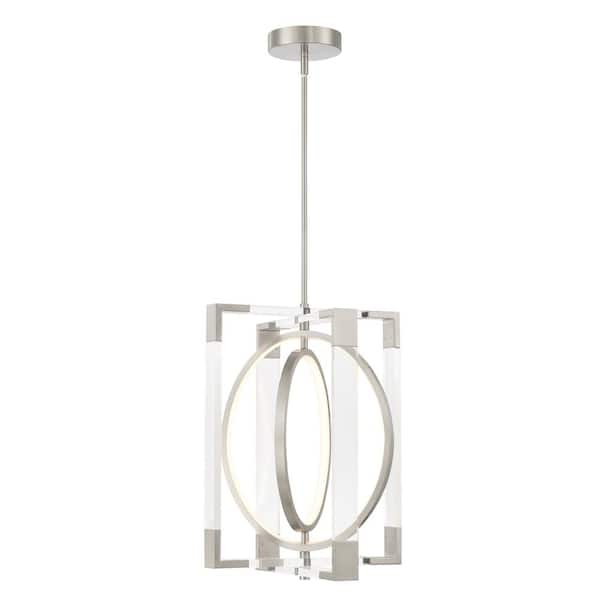 George Kovacs Double Take 200-Watt Equivalence Integrated LED Brushed Nickel Pendant with Clear Acrylic Panels