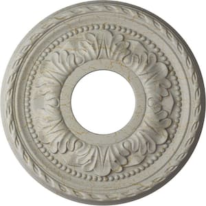 7/8 in. x 11-3/8 in. x 11-3/8 in. Polyurethane Palmetto Ceiling Medallion, Pot of Cream Crackle