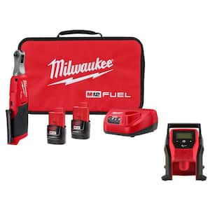 M12 FUEL 12V Lithium-Ion Brushless Cordless High Speed 1/4 in. Ratchet Kit W/M12 Compact Inflator