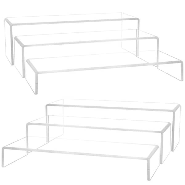 3-Tier Clear Acrylic Cake Stand Display Risers Set 6 Pack Transparent Acrylic Stand for Figures Jewelry Perfume