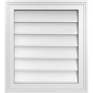 18" x 20" Vertical Surface Mount PVC Gable Vent: Non-Functional with Brickmould Frame