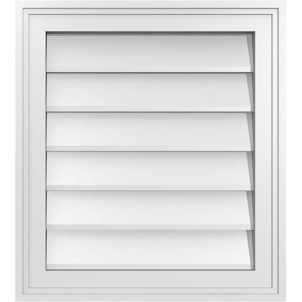 Ekena Millwork 18" x 20" Vertical Surface Mount PVC Gable Vent: Non-Functional with Brickmould Frame