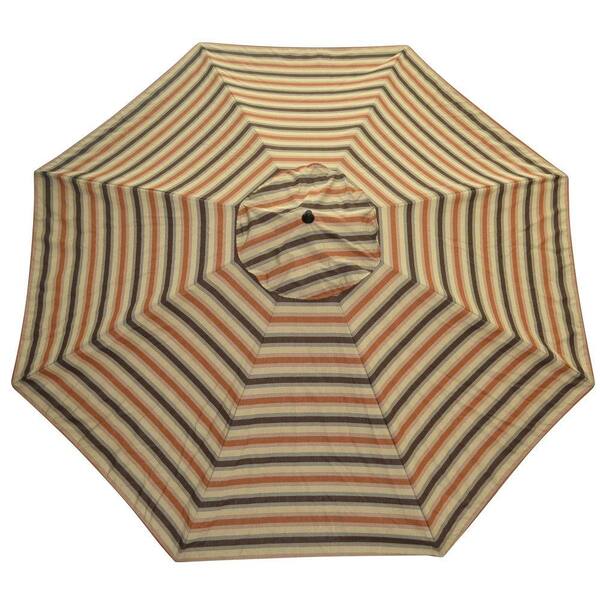 Plantation Patterns 11 ft. Patio Umbrella in Nutmeg Stripe-DISCONTINUED