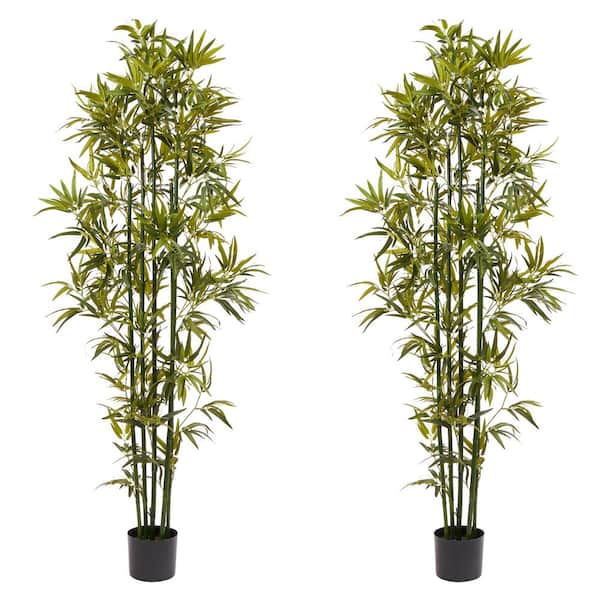 Pure Garden 6 ft. Artificial Bamboo Trees (Set of 2)